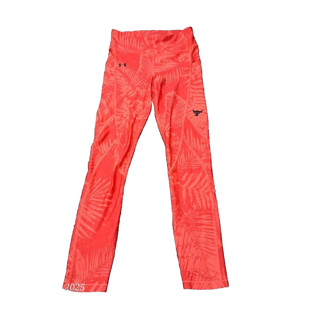 Under Armour Project Rock‎ Compression Leggings Women Sz XS Peach Heatgear